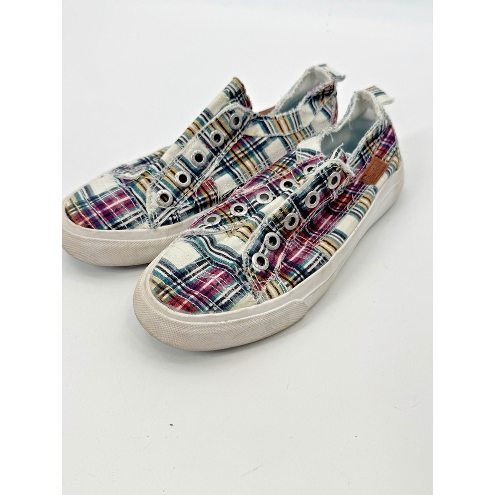 Blowfish Malibu Plaid Play Casual Slip On Sneaker 6.5 Laceless Ivy League Preppy